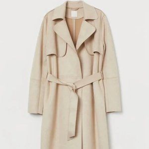 H&M Faux Suede Trench Coat Size M